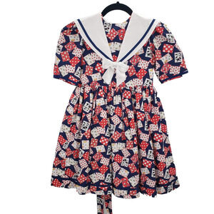 My Girl Vintage Patchwork Print dress girls size 7 Sailor Collar Bow Ireland
